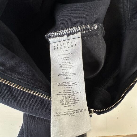 Claudie Pierlot Blue Denim Tassled Long Sleeve Front-Zip Cuffed Hem Jumpsuit 36 - Picture 8 of 12